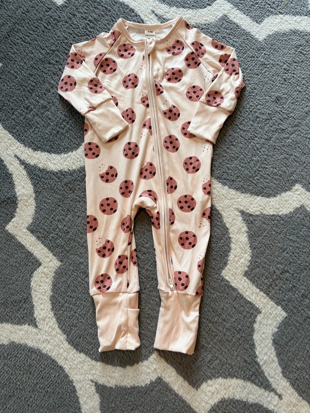 Cookie-Print Zip Front Baby Romper
